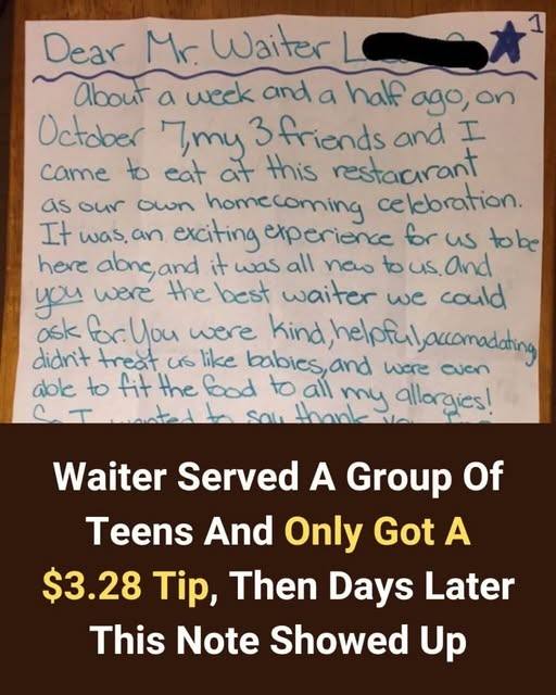 The $3.28 tip makes the waiter mad. When a surprise letter shows up days later, eyes get really big.